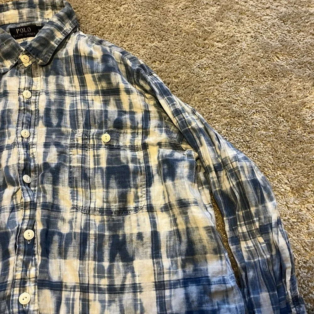 Polo Ralph Lauren Bleached Denim‎ Style Button Up Men's 2XL Lightweight